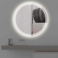 Badspiegel mit Beleuchtung auf 3 Streifen in warmweiss