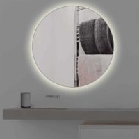 Runder Badspiegel mit Beleuchtung in warmweiss