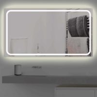 Badspiegel LED beleuchtet schmale Streifen | K 218 warmweiss