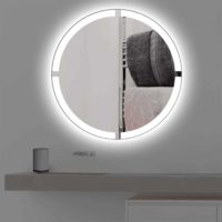 Badspiegel mit Beleuchtung in kreuz | rund | R 403 in kaltweiss